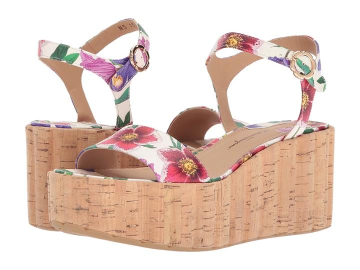 Salvatore Ferragamo Tropea (white/multicolor Capra Bunny) Women's Wedge Shoes