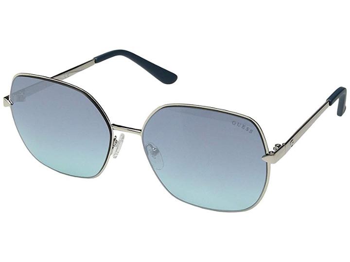 Guess Gu7560 (shiny Light Nickeltin/blue Mirror) Fashion Sunglasses
