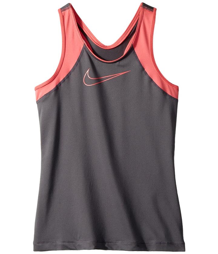 Nike Kids Pro Tank (little Kids/big Kids) (dark Grey/sea Coral/sea Coral) Girl's Sleeveless
