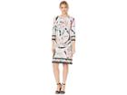 London Times Pucci Garden 3/4 Sleeve Shift (pink/coral) Women's Dress