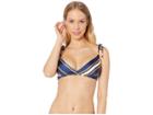 Roxy Romantic Senses Tri Swimsuit Top (medieval Blue Macy Stripe Swim) Women's Swimwear