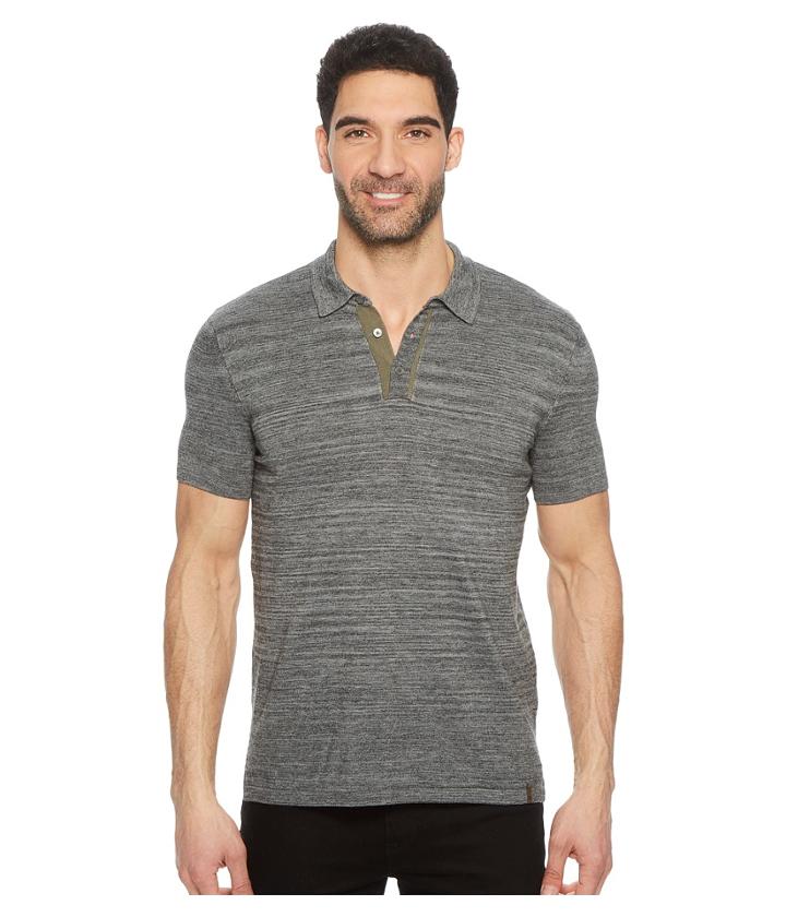 Calvin Klein Marled Knit Polo (calisto Grey Heather) Men's Clothing