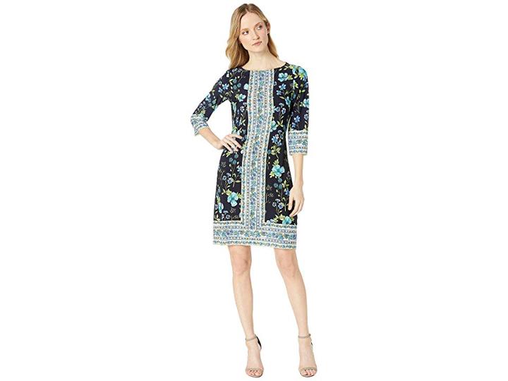 London Times Madras Garden Shift (navy/ocean) Women's Dress