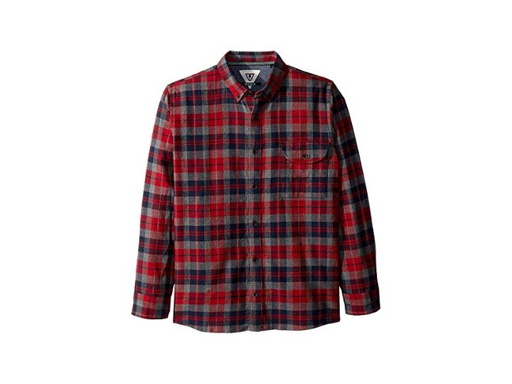 Vissla Kids Central Coast Long Sleeve Flannel (big Kids) (red) Boy's Long Sleeve Button Up