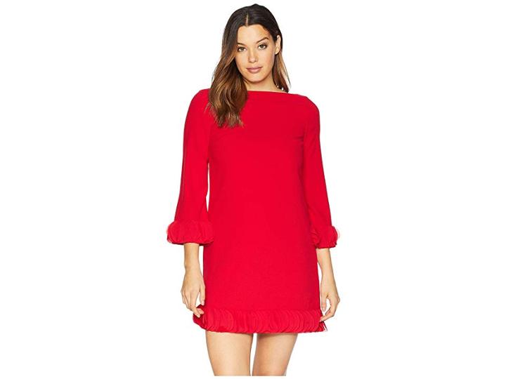 Tahari By Asl Flutter Detail Shift Dress (red Kiss) Women's Dress