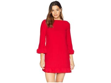 Tahari By Asl Flutter Detail Shift Dress (red Kiss) Women's Dress
