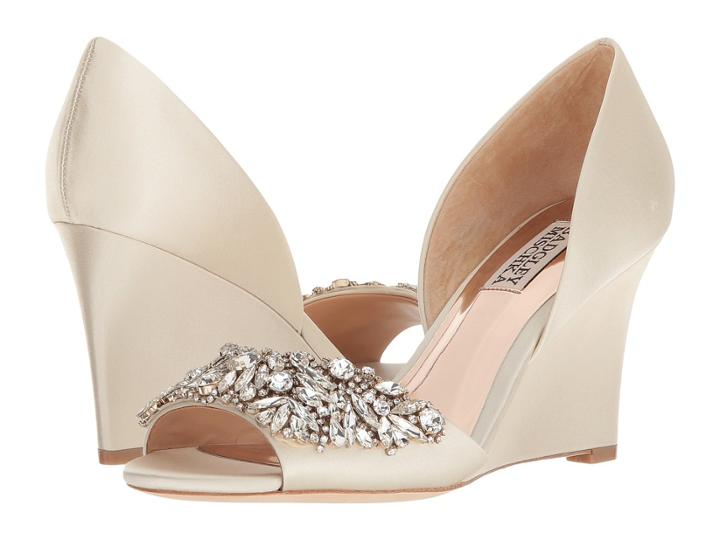 Badgley Mischka Hardy (ivory Satin) Women's Wedge Shoes