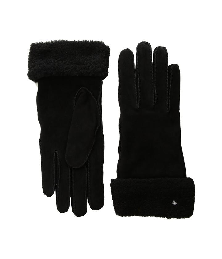 Lauren Ralph Lauren Shearling Cuff Glove With Thinsulate (black) Dress Gloves