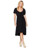 Anne Klein Peasant Short Sleeve Fit Flare Shirtdress (black) Women's Dress