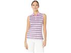 Callaway All Over Crystal Striped Printed Polo (fuchsia Pink) Women's Clothing