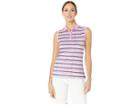 Callaway All Over Crystal Striped Printed Polo (fuchsia Pink) Women's Clothing