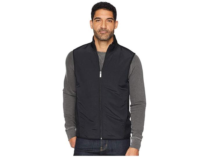 Perry Ellis The Essential Full Zip Stretch Fleece Vest (black) Men's Vest