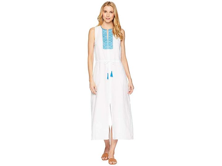 Lauren Ralph Lauren Embroidered Linen Maxi Dress (white) Women's Dress
