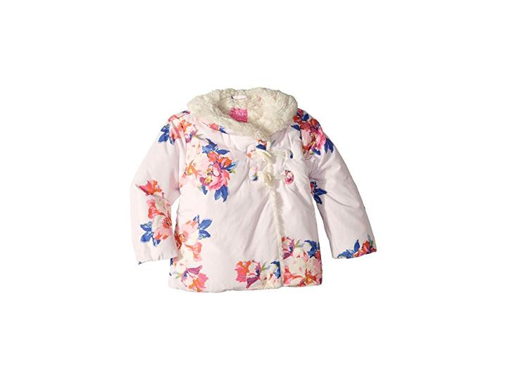 Joules Kids Wrap Over Padded Jacket (infant) (pink Marl Granny Floral) Girl's Coat