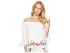 J.o.a. Embroidered Off The Shoulder Top (white) Women's Clothing