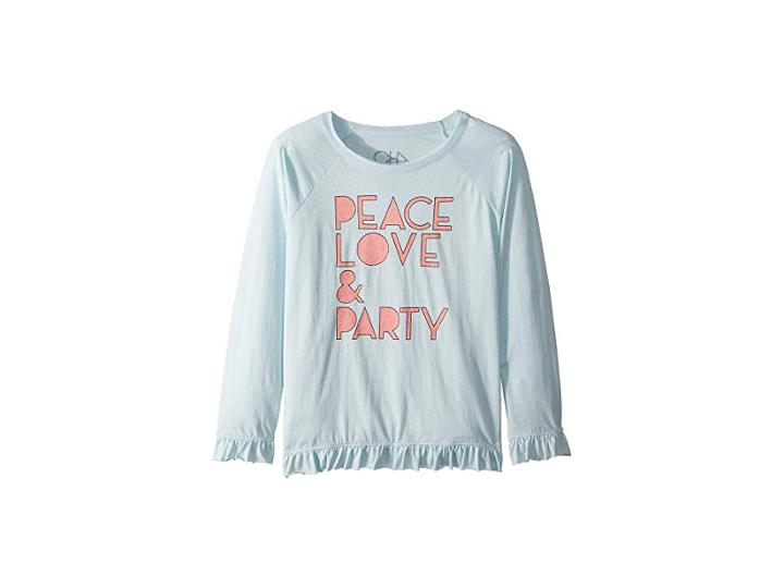 Chaser Kids Soft Vintage Jersey Peace Love Party Tee (little Kids/big Kids) (waterfall) Girl's T Shirt