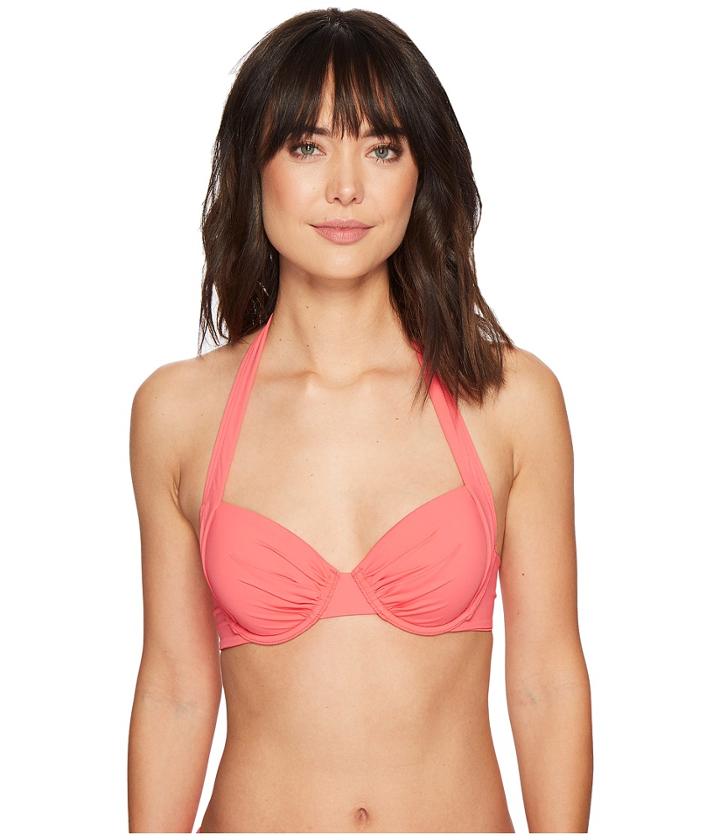 Tommy Bahama Pearl Underwire Halter Bikini Top (coral Glow) Women's Bra