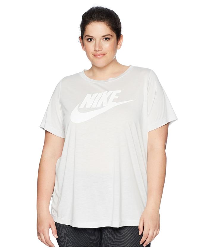 Nike Sportswear Essential T-shirt (size 1x-3x) (carbon Heather/crimson Pulse) Women's T Shirt
