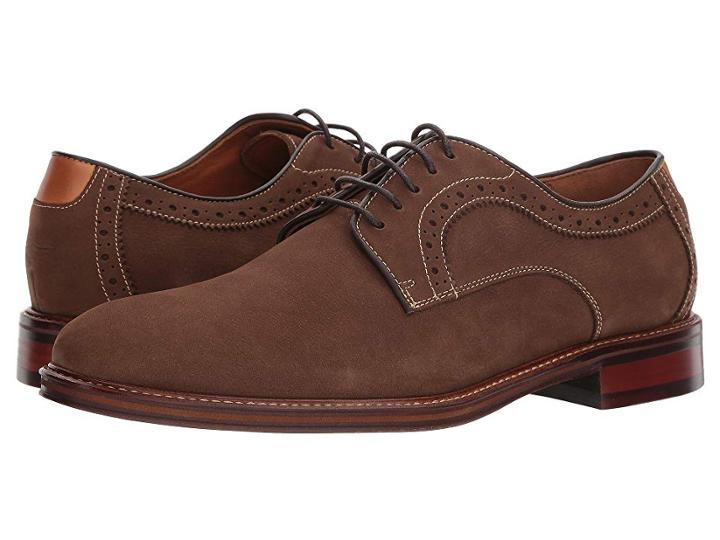 Johnston & Murphy Warner Casual Dress Plain Toe Oxford (brown Water-resistant Tumbled Nubuck) Men's Plain Toe Shoes
