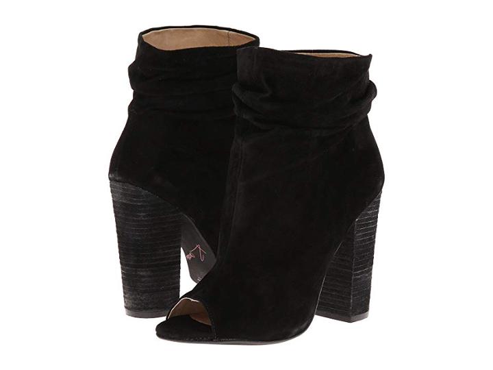 Kristin Cavallari Laurel Peep Toe Bootie (black Kid Suede) Women's Dress Pull-on Boots