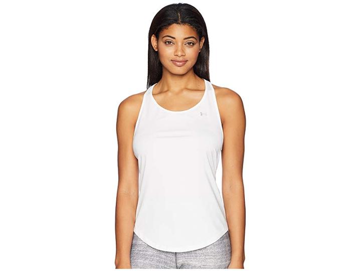 Under Armour Heatgear(r) Armour Mesh Back Tank Top (white/metallic Silver) Women's Sleeveless