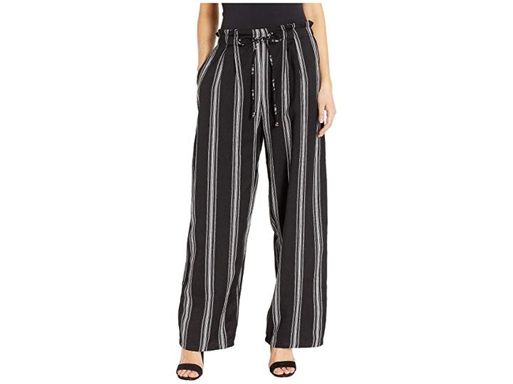 Angie Twill Striped Pants With Front Tie (black/white) Women's Casual Pants