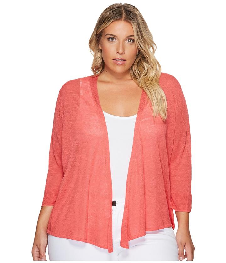 Nic+zoe Plus Size Four-way Cardy (coral Crush) Women's Sweater