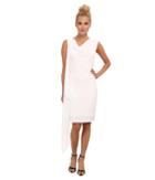 Bcbgmaxazria Malory Cowl Neck Side Cascade Dress (white) Women's Dress