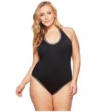 La Blanca Plus Size Threading Along Cross-back Mio (shiny Gold) Women's Swimsuits One Piece