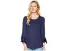 Tribal Crew Neck Top With Puffy Sleeve (denim) Women's Long Sleeve Pullover
