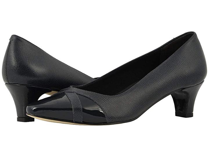 Walking Cradles Intro (navy Saffiano Leather/navy Patent) Women's 1-2 Inch Heel Shoes