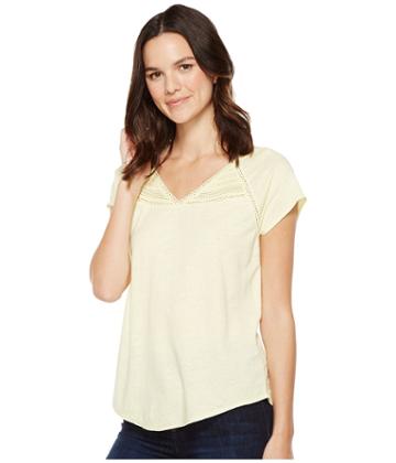 Nydj Lace Trim Knit Top (soleil) Women's Clothing