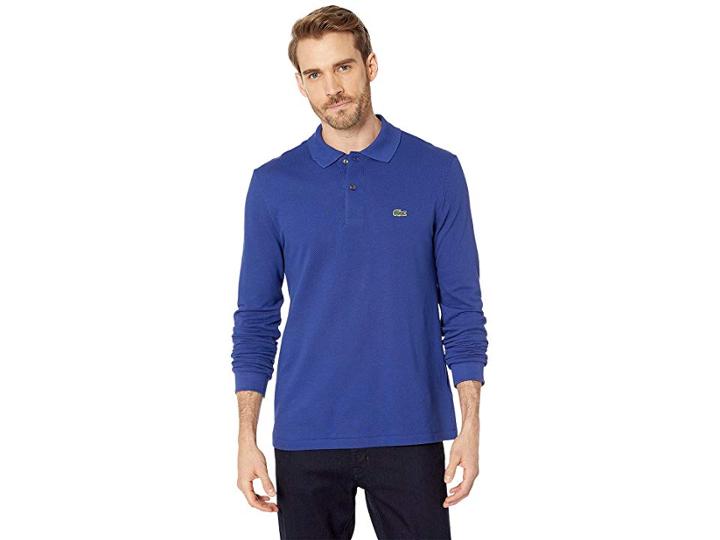 Lacoste Long Sleeve Classic Pique Polo Shirt (ocean) Men's Long Sleeve Pullover
