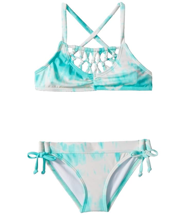 Billabong Kids Peace 4 U Cross-back Swim Set (little Kids/big Kids) (beach Glass) Girl's Swimwear Sets