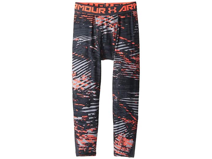 Under Armour Kids Armour 3/4 Novelty Leggings (big Kids) (stealth Gray/stealth Gray/neon Coral) Boy's Casual Pants