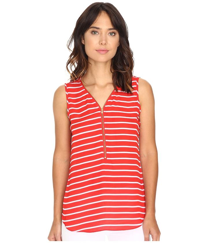 Christin Michaels Nori Striped Sleeveless Blouse (red/white) Women's Blouse