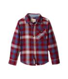 Lucky Brand Kids Long Sleeve Plaid Shirt Chambray Elbow (little Kids/big Kids) (perma Red) Boy's Clothing
