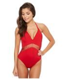 Kenneth Cole Button Up Halter Mio (spice) Women's Swimsuits One Piece