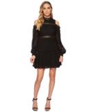 Romeo & Juliet Couture Cold Shoulder Chiffon Dress W/ Lace Trim (black) Women's Dress