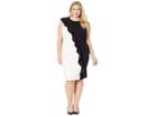 Adrianna Papell Plus Size Color Blocked Knit Crepe Sheath Dress (black/ivory) Women's Dress