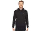 Adidas Essentials 3s Pullover Brushed Fleece Hoodie (black/white) Men's Sweatshirt