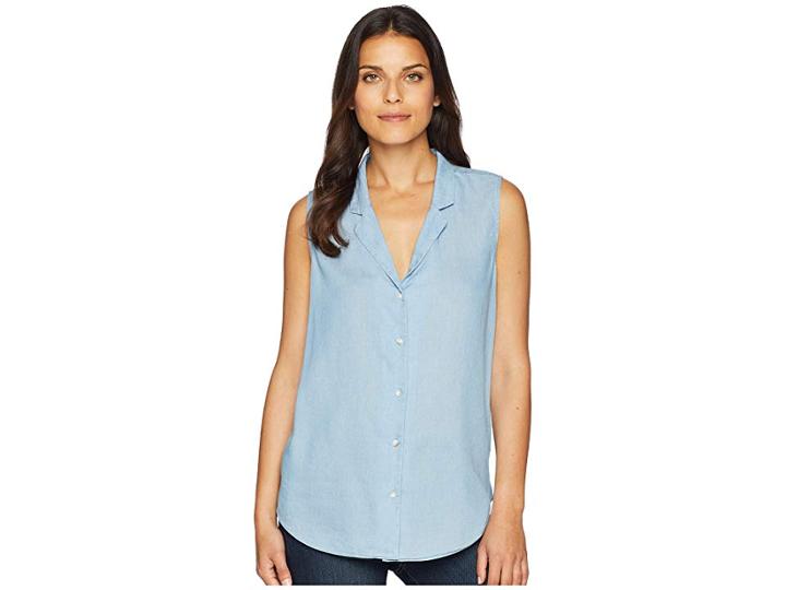 Nydj Sleeveless Button Detail Top (sea Mist Wash) Women's Sleeveless