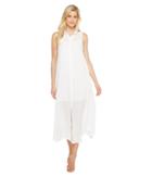 Heather Fonda Twill Voile Maxi Shirtdress (white) Women's Dress