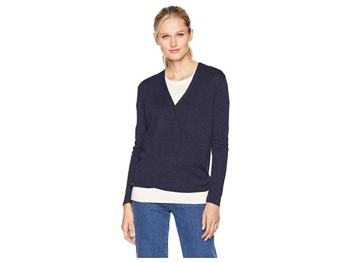 Nic+zoe Four-way Cardy Heavier Weight (dark Indigo) Women's Sweater