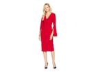 London Times Flared Long Sleeve With Princess Seams (scarlet) Women's Dress