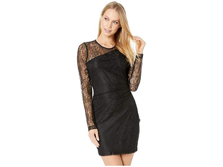 Bcbgeneration Shirred Long Sleeve Bodycon Dress (black) Women's Dress
