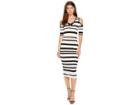 Xoxo Pointelle Stitch Stripe Midi Dress (ivory/black) Women's Dress