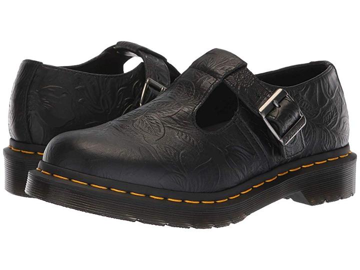 Dr. Martens Polley Emboss Core (black Floral Emboss) Women's Maryjane Shoes