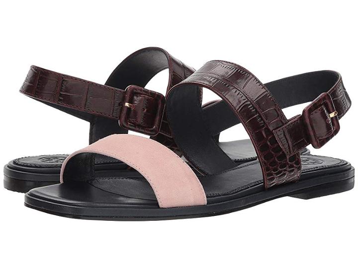 Tory Burch Delaney Flat Sandal (sea Shell Pink/malbec) Women's Shoes