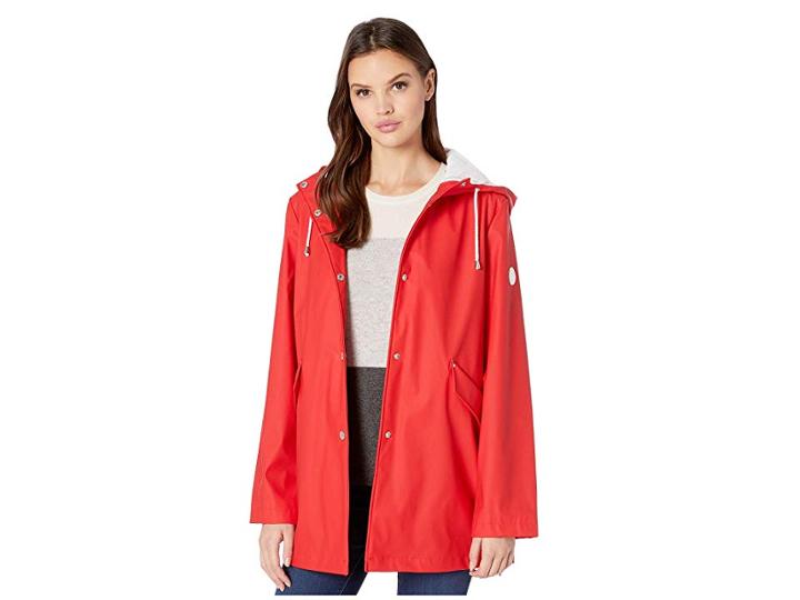 French Connection Hooded Slicker W/ Side Zip Hem (red) Women's Coat